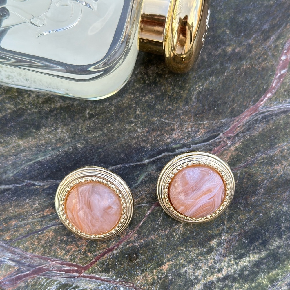 Vintage Marble Stone Statement Earrings